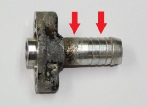 ＣＢ　オイルクーラーホース金具研磨